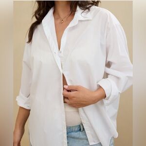 NWT Aerie 100% Cotton Oversized White Button-up size medium